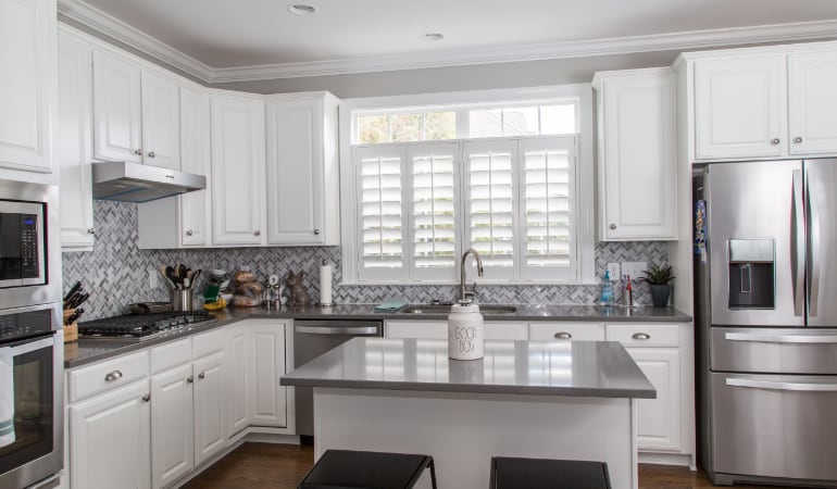 Polywood shutters in a St. George gourmet kitchen.